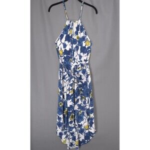 PATAGONIA Floral Halter Long Dress Organic Organic Cotton Tencel Tie Waist Small